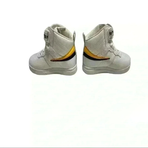 Fila Boys Vulc 13 Repeat Logo Faux Leather High-Top Sneakers White Size 8 - Picture 10 of 10